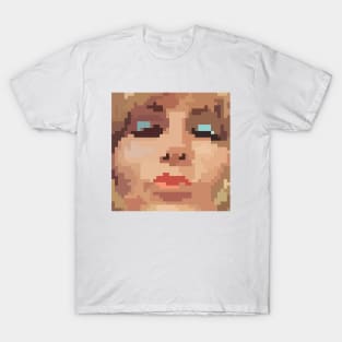 Blonde Girl Blows a Kiss (Pixel Art) Retro Women Merch T-Shirt